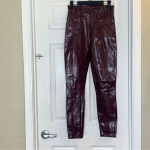 Spanx Faux Patent Leather Pants Maroon Size Small